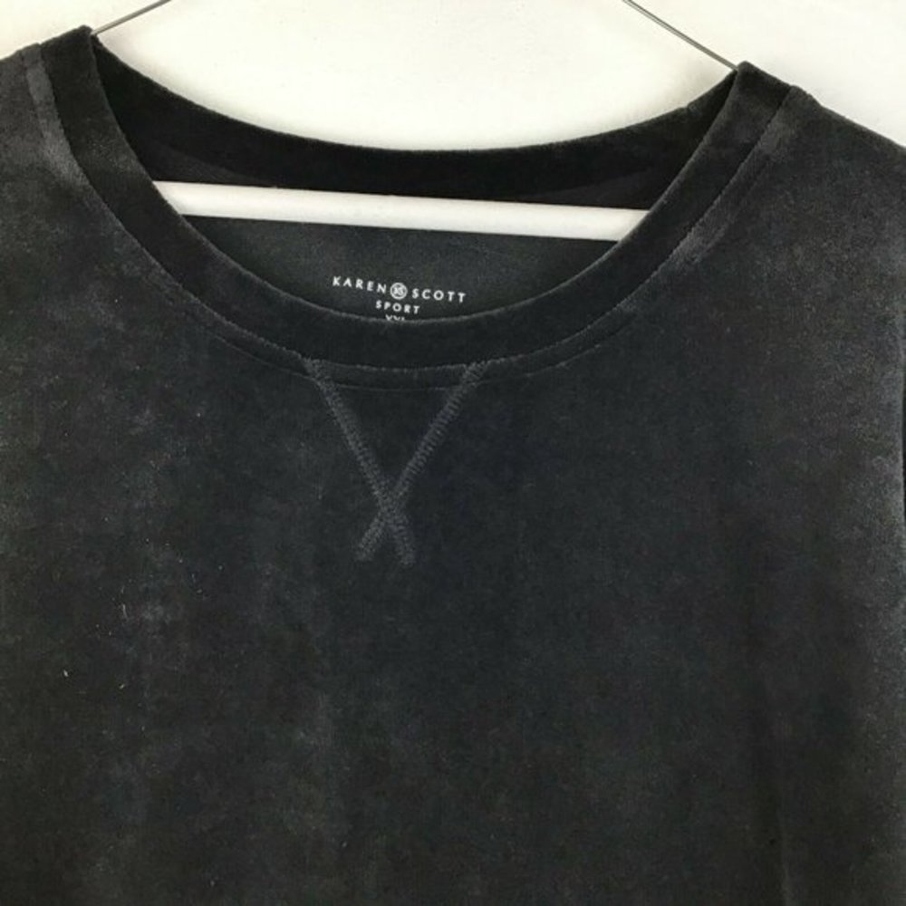 Karen Scott Plus Size Velour Sweatshirt Black Size XXL - Picture 3 of 8